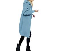 Generisch Sudadera larga con capucha para mujer, chaqueta larga con capucha, abrigo de gran tamaño, cálido, manga larga, con cremallera, chaqueta larga para otoño, chaqueta de transición, chaqueta de