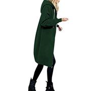 Generisch Sudadera larga con capucha para mujer, chaqueta larga con capucha, abrigo de gran tamaño, cálido, manga larga, con cremallera, chaqueta larga para otoño, chaqueta de transición, chaqueta de