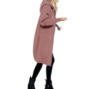Generisch Sudadera larga con capucha para mujer, chaqueta larga con capucha, abrigo de gran tamaño, cálido, manga larga, con cremallera, chaqueta larga para otoño, chaqueta de transición, chaqueta de