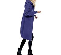 Generisch Sudadera larga con capucha para mujer, chaqueta larga con capucha, abrigo de gran tamaño, cálido, manga larga, con cremallera, chaqueta larga para otoño, chaqueta de transición, chaqueta de