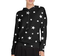 Generisch Sudadera ligera con capucha para mujer, sudadera con capucha para mujer, manga larga, manga larga, corte holgado, sudadera con capucha, estampado de estrellas, camiseta de manga larga