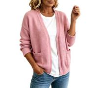Generisch Sudadera ligera para mujer, cárdigan de punto liso con ajuste holgado ligero, clásico compañero de invierno, para uso diario con cuello en V, manga larga en la oficina y en vacaciones, Rosa