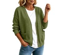 Generisch Sudadera ligera para mujer, cárdigan de punto liso con ajuste holgado ligero, clásico compañero de invierno, para uso diario con cuello en V, manga larga en la oficina y en vacaciones, Verde