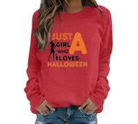 Generisch Sudadera Mujer Algodón Oversizado: Sudadera sin Capucha Camiseta de Manga Larga Letras Estampado Sudadera con Capucha Cuello Redondo Jersey Mujer Fitness Suelta Ropa de Calle Casual Blusa
