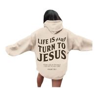 Generisch Sudadera Mujer Blanco Unisex Streetwear Sudadera con Capucha con Cremallera Diseño Moderno Estampado Letter para Casual Moda Casual Sudadera Mujer Gris Oversized Sudadera con Capucha, Beige