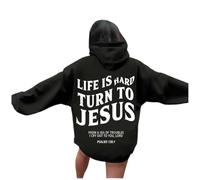 Generisch Sudadera Mujer Blanco Unisex Streetwear Sudadera con Capucha con Cremallera Diseño Moderno Estampado Letter para Casual Moda Casual Sudadera Mujer Gris Oversized Sudadera con Capucha, Negro