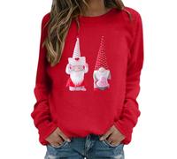 Generisch Sudadera Mujer Cuello Redondo Sudadera Moda Gráfico Sudadera Día de San Valentín Sudadera con Mujer, rojo, XXL