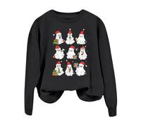 Generisch Sudadera navideña para mujer 2024 con estampado navideño gráfico suéter de forro polar sin gran tamaño, Negro , L