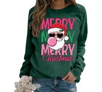 Generisch Sudadera navideña para mujer con el texto «Merry and Bright» - Suéter divertido con diseño de vaca de las tierras altas y guirnalda de luces | Dulce prenda para las fiestas, XXL