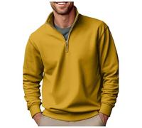 Generisch Sudadera para hombre, camiseta deportiva de manga larga, suave y cálida, cuello redondo, estilo retro étnico, amarillo claro, XXL
