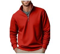 Generisch Sudadera para hombre, camiseta deportiva de manga larga, suave y cálida, cuello redondo, estilo retro étnico, rojo, XXL