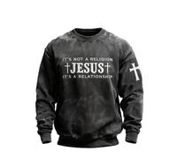 Generisch Sudadera para hombre Christian Cross Graphic Sudadera Jesús Not A Religión Estampado Cuello Redondo Jersey Manga Larga Top, 02, M
