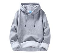 Generisch Sudadera para hombre con capucha con capucha para hombre, talla grande, negro, sudadera con capucha de moda, deporte, ocio, monocolor, básica, más terciopelo, grueso, suéter cómodo y cálido