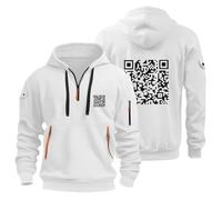 Generisch Sudadera para hombre con capucha de algodón con capucha QR Code Impresora Sudadera con Capucha Y2K Streetwear Baggy Jersey Sudadera con Capucha con Bolsillo Canguro Sudadera para Hombre