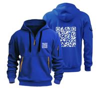 Generisch Sudadera para hombre con capucha de algodón con capucha QR Code Impresora Sudadera con Capucha Y2K Streetwear Baggy Jersey Sudadera con Capucha con Bolsillo Canguro Sudadera para Hombre