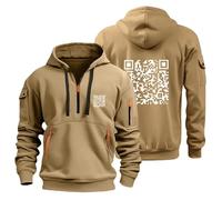 Generisch Sudadera para hombre con capucha de algodón con capucha QR Code Impresora Sudadera con Capucha Y2K Streetwear Baggy Jersey Sudadera con Capucha con Bolsillo Canguro Sudadera para Hombre