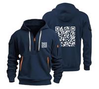 Generisch Sudadera para hombre con capucha de algodón con capucha QR Code Impresora Sudadera con Capucha Y2K Streetwear Baggy Jersey Sudadera con Capucha con Bolsillo Canguro Sudadera para Hombre
