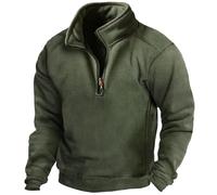 Generisch Sudadera para hombre de algodón sin capucha, jersey de forro polar para hombre, media cremallera, jersey de punto de tiempo libre, holgado, chaqueta de ocio, chaqueta de forro polar
