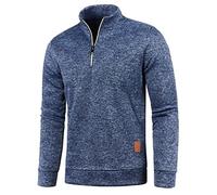 Generisch Sudadera para hombre fina sin capucha con cremallera, sudadera ligera de manga larga de alta calidad y suave camiseta de manga larga cómoda ropa de calle sudadera cálida, marine, XXXL