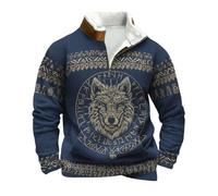 Generisch Sudadera para hombre, sudadera para hombre, sin capucha, forro polar con media cremallera para un tiempo libre cómodo, azul, L
