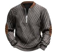 Generisch Sudadera para Hombres Moda de Caballero Talla Grande Estampado Digital 3D en tricot Tela con media cremallera Cuello redondo con capucha Suéteres para Hombres Vestido, gris oscuro, 5XL