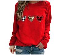 Generisch Sudadera para mujer, camiseta con estampado de amor, 3 unidades, color liso, para fiestas, rojo, XXL