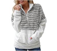 Generisch Sudadera para mujer con cuello en V, cremallera, manga larga, color negro, blanco, blusa a juego, camiseta deportiva cálida e informal, parte superior negra sin espalda, café, 5XL