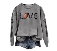 Generisch Sudadera para mujer con cuello redondo, informal, ligera, manga larga, con estampado de gallinas, sudaderas, top, blusa H & M para niños, gris, XXL