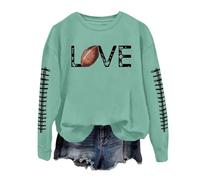 Generisch Sudadera para mujer con cuello redondo, informal, ligera, manga larga, con estampado de gallinas, sudaderas, top, blusa H & M para niños, verde, XXL