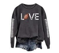 Generisch Sudadera para mujer con cuello redondo, informal, ligera, manga larga, con estampado de gallinas, sudaderas, top, blusa H & M para niños, gris oscuro, M