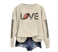 Generisch Sudadera para mujer con cuello redondo, informal, ligera, manga larga, con estampado de gallinas, sudaderas, top, blusa H & M para niños, beige, S