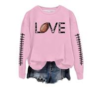 Generisch Sudadera para mujer con cuello redondo, informal, ligera, manga larga, con estampado de gallinas, sudaderas, top, blusa H & M para niños, Rosa., M