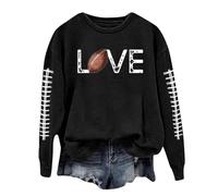 Generisch Sudadera para mujer con cuello redondo, informal, ligera, manga larga, con estampado de gallinas, sudaderas, top, blusa H & M para niños, Negro , XXL