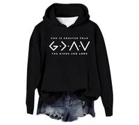 Generisch Sudadera para mujer con diseño de God is Greater Than The Highs and Lows con texto en alemán, Negro , M