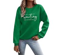 Generisch Sudadera para mujer con diseño gráfico en inglés "In The Waiting God is Working", verde, S