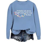 Generisch Sudadera para mujer con divertido mensaje de Navidad - Jersey con texto «Jingle Some of the Way» | Humorvolles Langarmshirt für die Adventszeit, Style_w06 Blue, S
