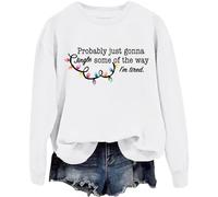 Generisch Sudadera para mujer con divertido mensaje de Navidad - Jersey con texto «Jingle Some of the Way» | Humorvolles Langarmshirt für die Adventszeit, Style_w10 Blanco, S