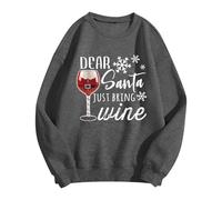 Generisch Sudadera para mujer con divertido texto en alemán "Dear Santa Just Bring Wine" | Jersey de Navidad para amantes del vino, Style_p06 Gris, L
