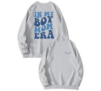 Generisch Sudadera para mujer con estampado «In My Boy Mom Era» - Jersey informal para niños-mamás | Camiseta retro para madres, Style_z03 gris, S