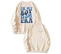 Generisch Sudadera para mujer con estampado «In My Boy Mom Era» - Jersey informal para niños-mamás | Camiseta retro para madres, Style_z01 Beige, XL