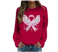 Generisch Sudadera para mujer con lazo rosa para concienciación del cáncer de mama - Jersey con flores y motivo de cinta de conciencia | parte superior declaración de solidaridad y esperanza, Estilo