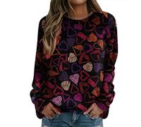 Generisch Sudadera para mujer con motivo de San Valentín de manga larga blusa casual suéter para tops suaves estampados mensajes de amor, Negro , S