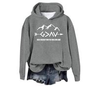 Generisch Sudadera para mujer con texto "God is Greater Than The Highs and Lows", manga larga, sudadera con capucha para mujer, con texto inspirador, diseño gráfico, gris oscuro, M