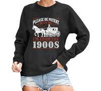 Generisch Sudadera para mujer con texto retro humorístico - Sudadera informal 'I'm from The 1900s' | Divertida parte superior para escépticos técnicos, Style_p02 Negro, L