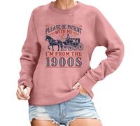 Generisch Sudadera para mujer con texto retro humorístico - Sudadera informal 'I'm from The 1900s' | Divertida parte superior para escépticos técnicos, Style_p06 Pink, XXL