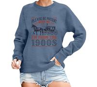 Generisch Sudadera para mujer con texto retro humorístico - Sudadera informal 'I'm from The 1900s' | Divertida parte superior para escépticos técnicos, Style_p05 Navy, XL