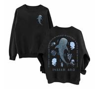 Generisch Sudadera para mujer con tiburón ballena y verso de la Biblia Isaías 43:2 - Jersey cristiano con diseño marino | Camiseta de manga larga con estampado en la espalda, Style_e02 Negro, L