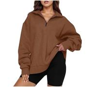 Generisch Sudadera para mujer de algodón, jersey de gran tamaño, camiseta de manga larga, básica, sudadera para niña, adolescente, informal, blusa sin capucha, deporte, elegante, tiempo libre