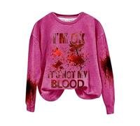 Generisch Sudadera para mujer, diseño con texto en inglés "I'm Ok It's Not My Blood", sarcástica para Halloween, humor, camiseta estampada suave, sudadera para mujer, Rosa intenso., S