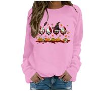 Generisch Sudadera para mujer "Happy Hallothanksmas" con estampado de vino, talla grande, cuello redondo, manga larga, sin, Rosa., L